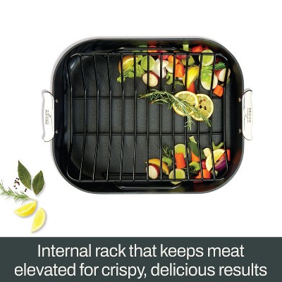 All-Clad 13 x 16 Inch Black Nonstick Roaster with Rack