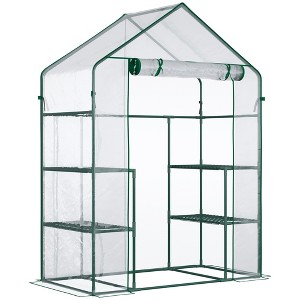5' x 2.5' x 6.5' Mini Walk-in Greenhouse Kit, Portable Green House with 3 Tier Shelves, Roll-Up Door, and Weatherized Plastic Cover - 1 of 4