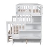 PAGED Modern Wooden Bunk Bed Loft Bed with Desk, Twin over Full Bed Frame with Drawers, Shelves, Stairs and Guardrail for Kids, Teens, Adults - 3 of 4