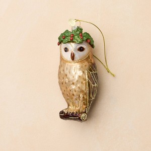 John Derian for Target Glass Owl with Laurel Ornament - 1 of 3