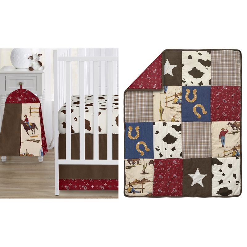 Sweet Jojo Designs Boy Baby Crib Bedding Set - Wild West Cowboy Brown Red Ivory 5pc, 1 of 7
