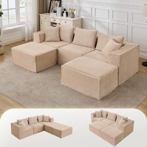 Modular Sectional Sofa,Modern Cloud Sectional Couch with Deep Seat, Boneless Couch with Chaise for Living Room Apartments Bedroom - 1 of 4