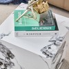 Vynxaria Modern white metal+sticker material cube stylish texture design coffee table -15.75 inches - 3 of 4