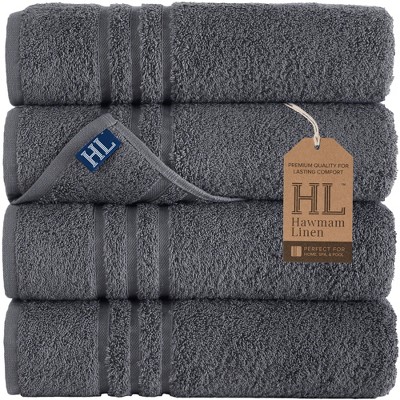 Hawmam Linen Bath Towels 4 Pack 27 x 54 Inches 100% Turkish Cotton Soft Lightweight and Highly Absorbent Quick Drying Towels