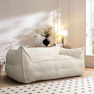Clearance Sales Boucle Bean Bag Sofa,Upholstered Double Bean Bag Chair,Bean Bag Couch For Adults and Kids-Tanpinhause