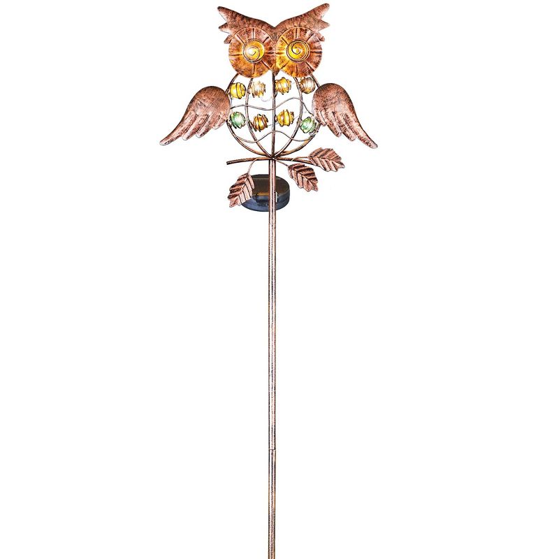 Collections Etc Solar Owl Metal Garden Stake with Glass Bead Accents, 1 of 4