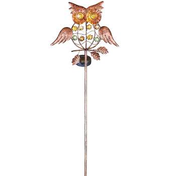 Collections Etc Solar Owl Metal Garden Stake with Glass Bead Accents