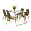 5-Piece Modern Dining Set with Glass Table and 4 Upholstered Dining Chairs, Gold Metal Legs, Perfect for Kitchen or Small Spaces-Maison Boucle - 4 of 4