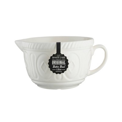 Cream Ceramic Batter Mixing Bowl with Handle and Spout