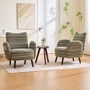 Set of 2 Boucle Accent Chairs with Wooden Legs and Side Storage Pockets, Modern Armchairs for Living Room, Bedroom or Office-Koiai - 3 of 4