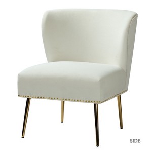 Simon Accent Chair Living Room Armless Chair Wooden Upholstery Side Chair with Metal Base |Karat Home - 1 of 4