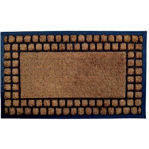 HomeRoots 18" X 30" Beige and Black Rubber and Coir Outdoor Door Mat - 1 of 4