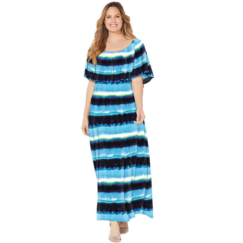 Catherines Women's Plus Size Meadow Crest Maxi Dress, 1 of 2