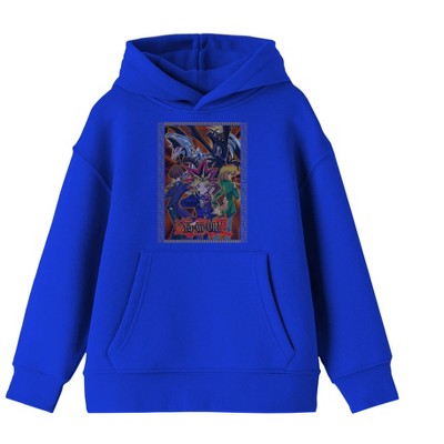 Yu-Gi-Oh Main Characters and Monsters Youth Royal Blue Graphic Hoodie