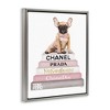 Stupell Industries Watercolor Bookstack French Bulldog Floating Frame Canvas Art, Gray, 17" x 21" - 2 of 4