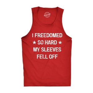 Mens Fitness Tank I Freedomed So Hard My Sleeves Fell Off Tank Funny 4th Of July Sleeveless - Crazy Dog Men's Tank Top - 1 of 4