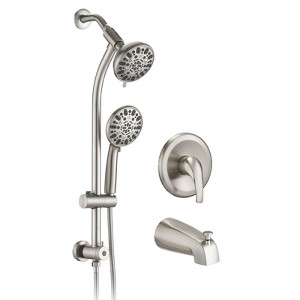 PAGED Dual Shower Head Luxury Shower Faucet Set with Drillless Stainless Steel Sliding Rod Assembly for Bathroom - 1 of 4