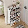 2-Drawer Shoe Cabinet - Farmhouse Fluted Design w/Metal Legs, Slim Entryway Organizer for Foyer/Hallway - 4 of 4