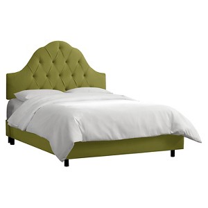 Arched Tufted Bed - Apple Green - Full - Skyline Furniture
