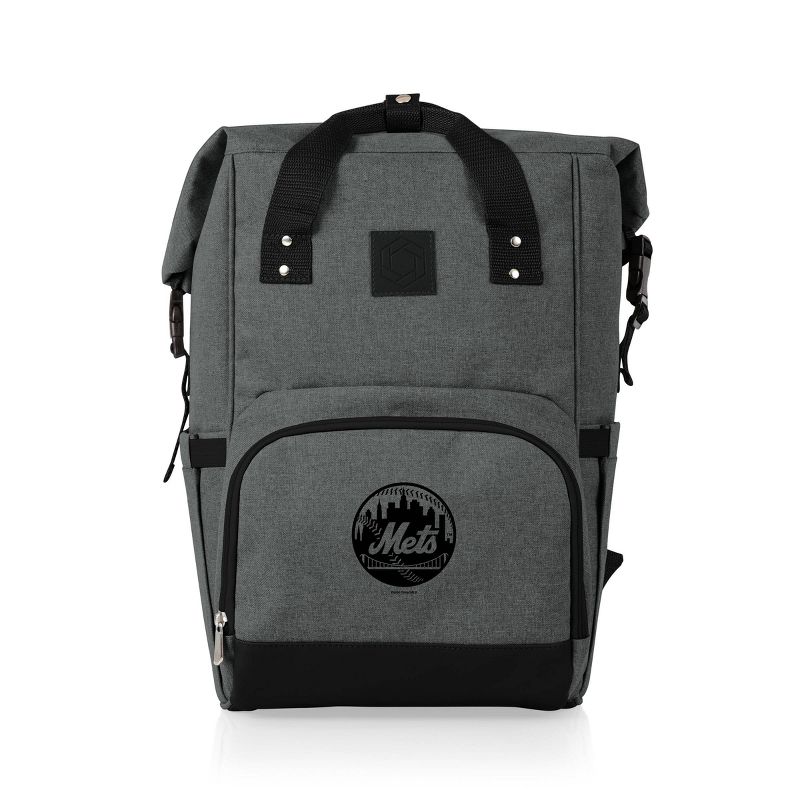 MLB New York Mets On The Go Roll-Top Cooler Backpack - Heathered Gray, 1 of 10