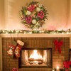 24 Inch Christmas Wreath for Front Door, Pre-Lit Xmas Wreath with Gold Ball Ornaments, Red Flowers & Berries, Artificial Christmas Wreath - 4 of 4