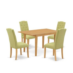 HomeStock 5-Pc Natural Oak Finish Solid Wood Top-Rectangular Dining Room Set with Butterfly Leaf-Seats 4 - 1 of 4