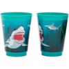 Blue Panda 16 Packs Plastic 16 oz Party Cups Shark Theme Reusable Tumblers for Boys Kids Birthday, Blue - 3 of 4