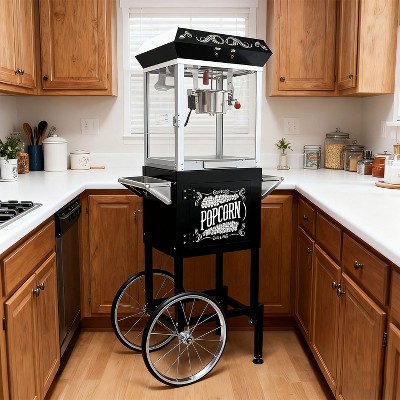 KTMBDW Popcorn Machine Maker With 8 Oz Kettle Makes Up to 32 Cups Popcorn Machine Cart Vintage-Style Popper on Wheels Popcorn Machines for Home