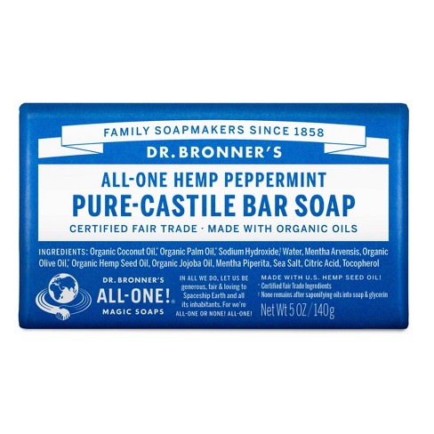 Dr. Bronner's All-One Hemp Peppermint Pure-Castile Bar Soap - 5oz - image 1 of 4