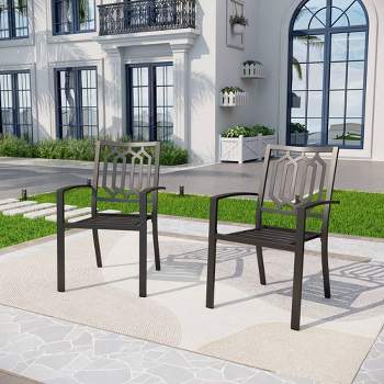 2pc Patio Stackable Metal Deck Chairs - Captiva Designs
