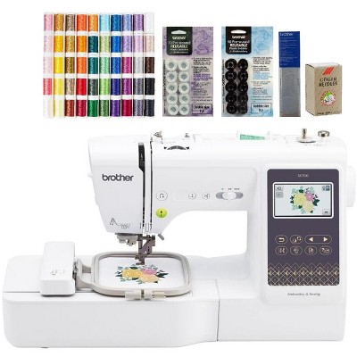 Brother SE700 Sewing and Embroidery Machine, 50-Piece Designio Thread Set, 20 Bobbins, 100-Piece 75/11 Embroidery Needles, Stabilizer Roll