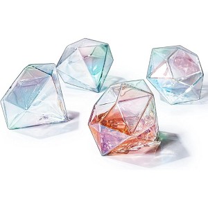 The Wine Savant Iridescent Diamond Shaped Whiskey & Wine Glasses, Unique Design & Beautiful Addition to Home Bar - 4 pk - 1 of 4