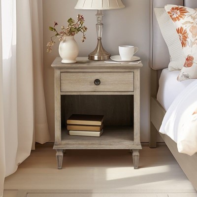Sapphtopaz Night Stand with Drawer and Storage Space Farmhouse Side Table with Conical Solid Wood Legs, Nightstand for Bedroom, Living Room