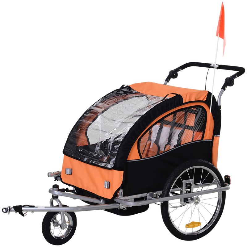 Aosom Elite 360 Swivel Bike Trailer for Kids Double Child Two-Wheel Bicycle Cargo Trailer With 2 Security Harnesses, 1 of 12
