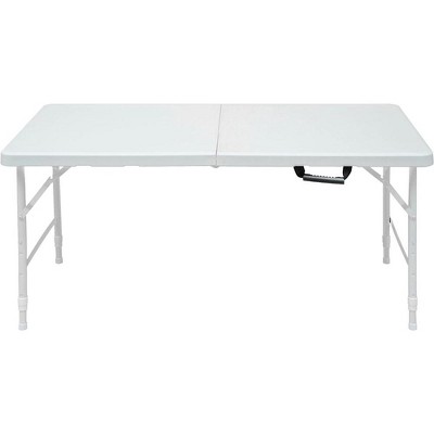 Folding Table, Portable Table, Plastic Folding Table with Adjustable Height for Dining, Picnic, Party, Camping, White