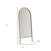 HomeRoots 71" Natural Solid Wood Arch Freestanding Framed Full Length Mirror - 3 of 4