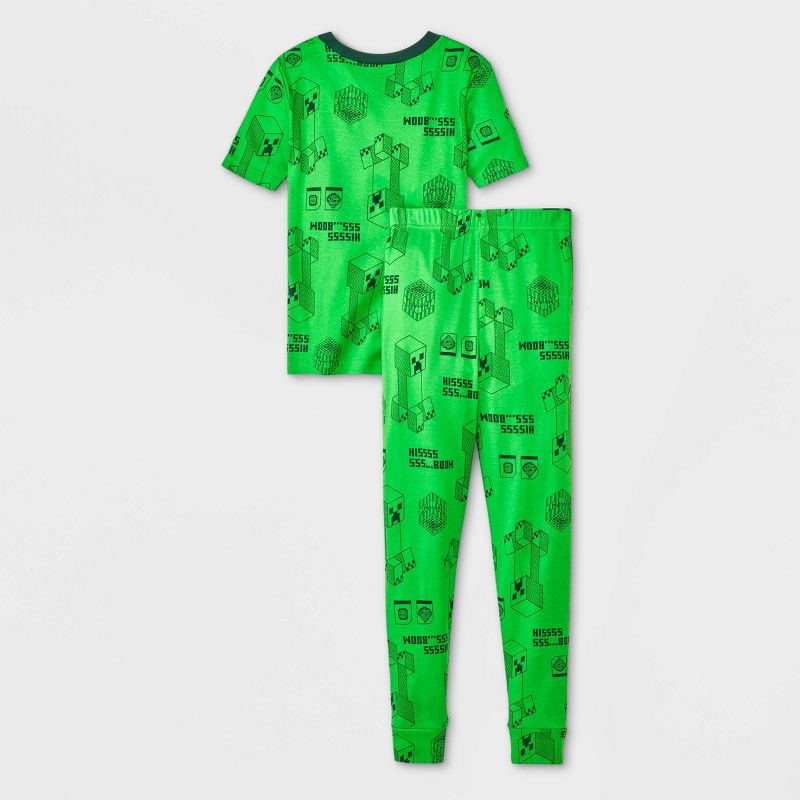 Boys&#39; Minecraft 4pc Snug Fit Pajama Set - Green, 2 of 5
