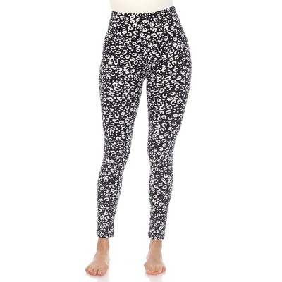 Women's One Size Fits Most Printed Leggings Black/white One Size Fits Most  - White Mark : Target