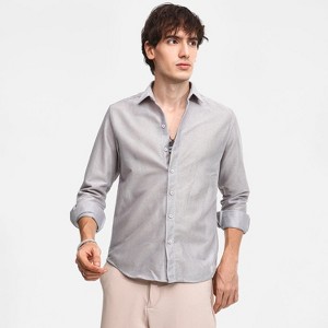 Campus Sutra Men Men's Cloud Grey Mesh-Textured Shirt - 1 of 4