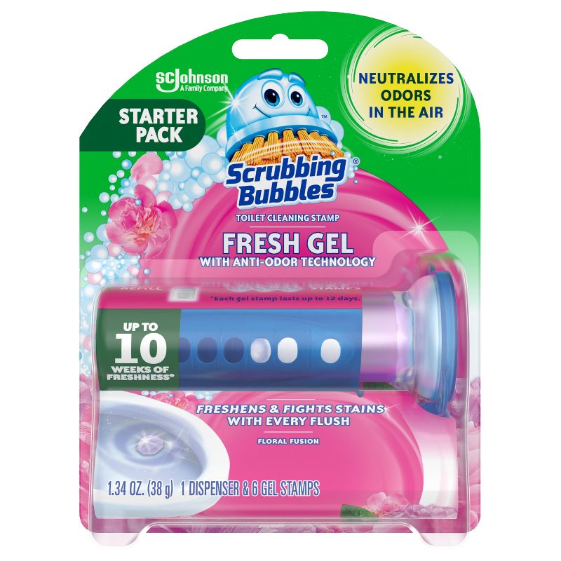Scrubbing Bubbles Floral Fusion Scent Fresh Gel Toilet Cleaning Stamp - 1.34oz/6ct, 5 of 13