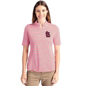 St Louis Cardinals Cutter & Buck Virtue Eco Pique Stripe Recycled Womens Top - 1 of 1