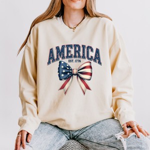 Simply Sage Market Coquette America EST. 1776 Lightweight Garment Dyed Sweatshirt - 1 of 4