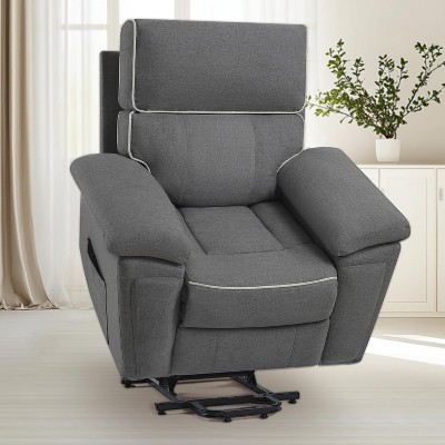 AMERLIFE Oversized Power Lift Recliner Chairs for Adults, Electric Lazy Boy Recliners for Elderly with Side Pocket Dark Grey