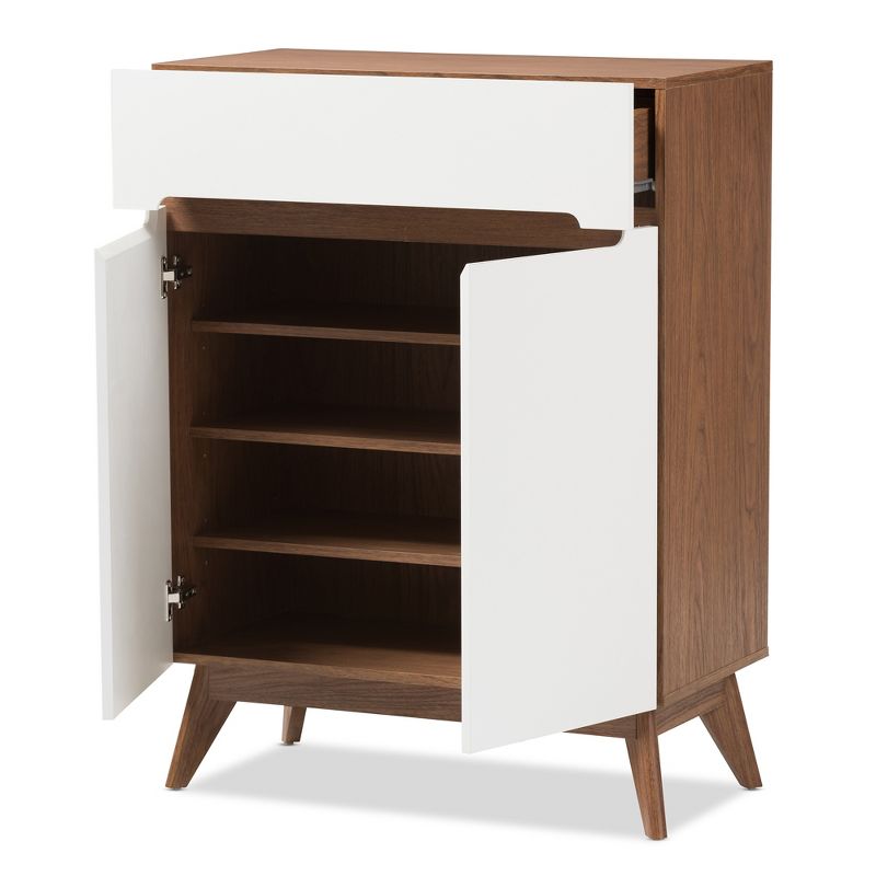 Calypso Mid - Century Modern Wood Storage Shoe Cabinet - Brown - Baxton Studio, 3 of 11