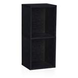 Way Basics 30.2"H 2 Shelf Narrow Bookcase Modern Eco Storage Shelf Black Wood Grain (BS285340770BK)