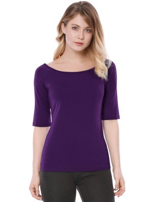 INSPIRE CHIC Women's Half Sleeves Scoop Neck Fitted Layering Soft T-Shirt