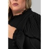 Women's Pleated Lace Trim Blouse - mat fashion - 3 of 4