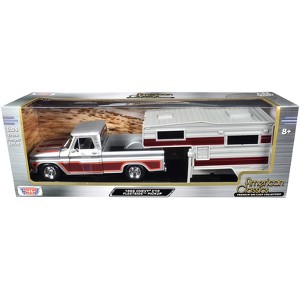 1966 Chevrolet C10 Fleetside Truck Silver Metallic with Brown with Camper "American Classics" 1/24 Diecast Model Car by Motormax - 1 of 3