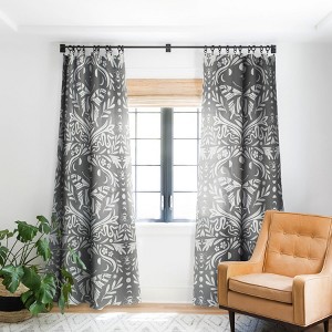 Emanuela Carratoni Ultimate Gray Damask 64" x 50" Single Panel Room Darkening Window Curtain - Deny Designs - 1 of 4
