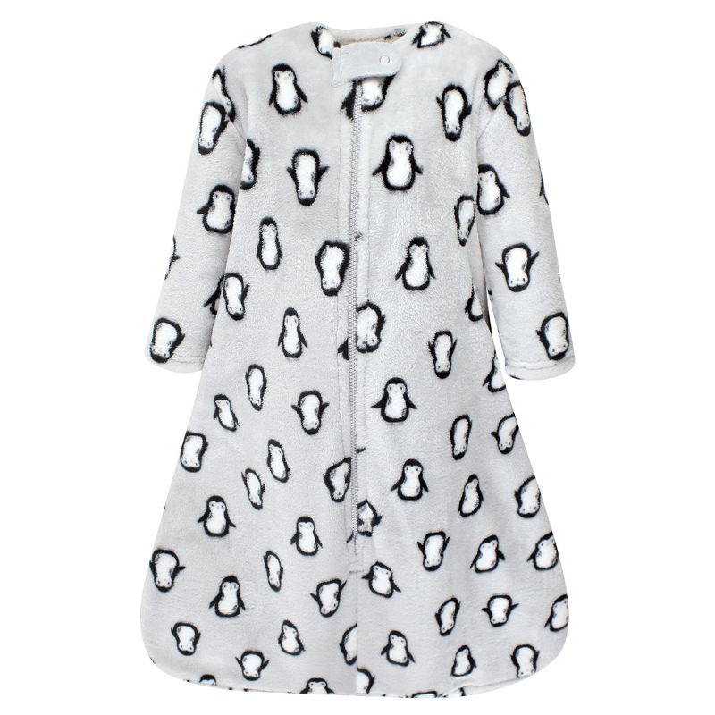 Hudson Baby Plush Long-Sleeve Sleeping Bag, Sack, Blanket, Gray Penguin, 1 of 3